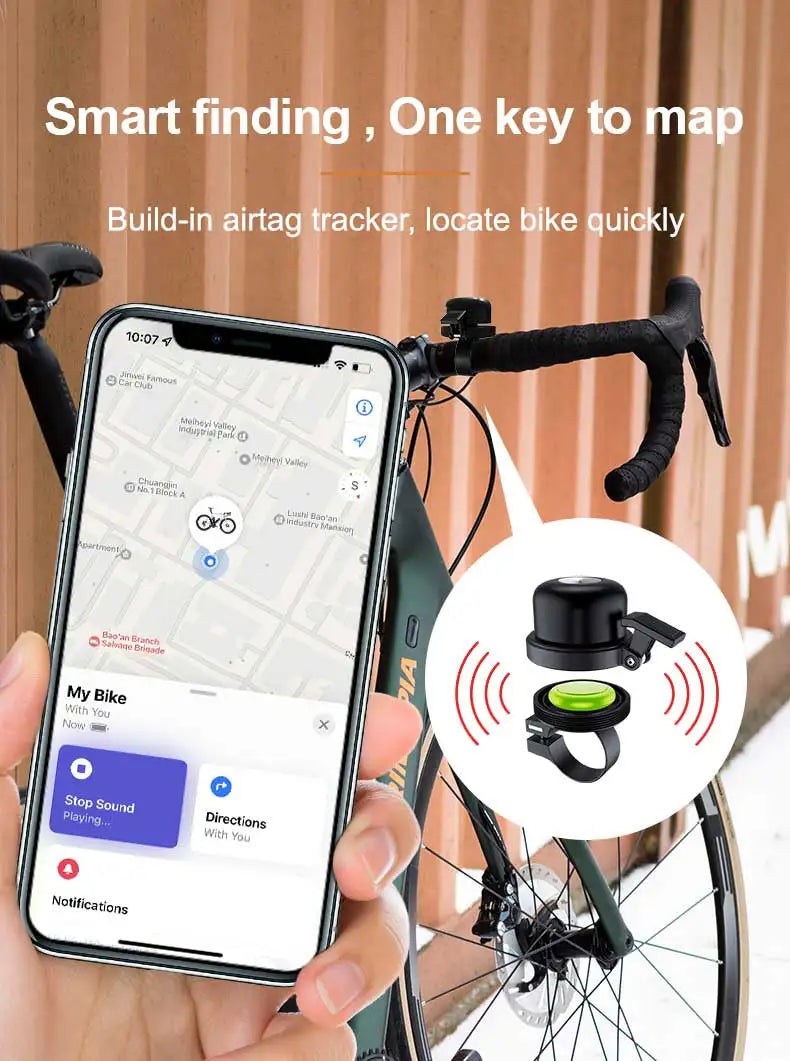 Anti-Theft Copper Bike Bell with MFI Find My Smart Tag